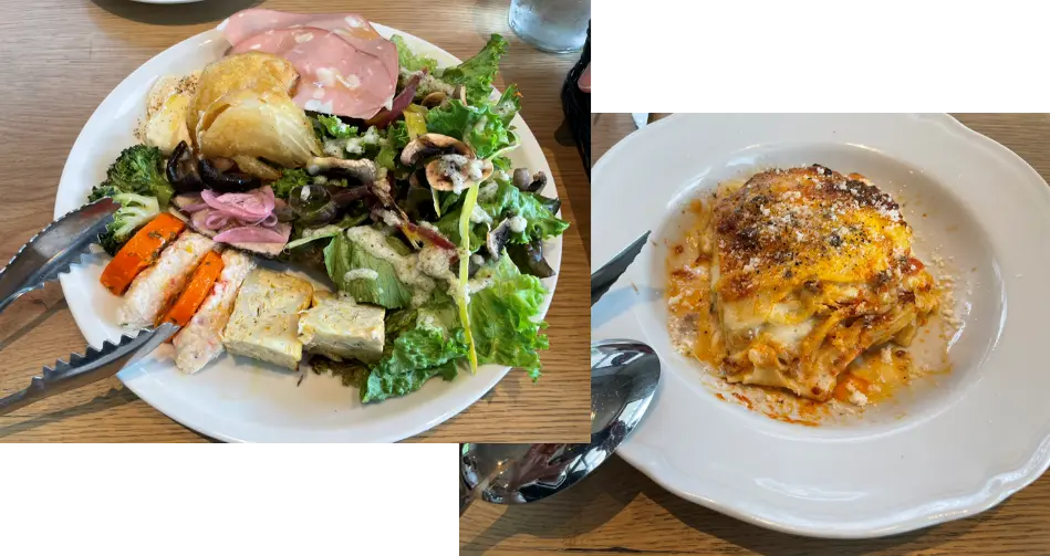 サラダとラザニア